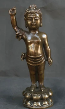 

---615+++10" Chinese Copper Buddhism Young Shakyamuni Amitabha Sakyamuni Buddha Statue