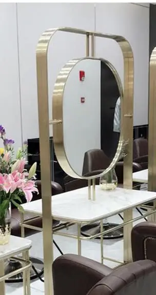 Barbershop зеркало со светом веб-прически знаменитостей салон Специальная нержавеющая сталь двухстороннее зеркало для стрижки волос - Цвет: 2