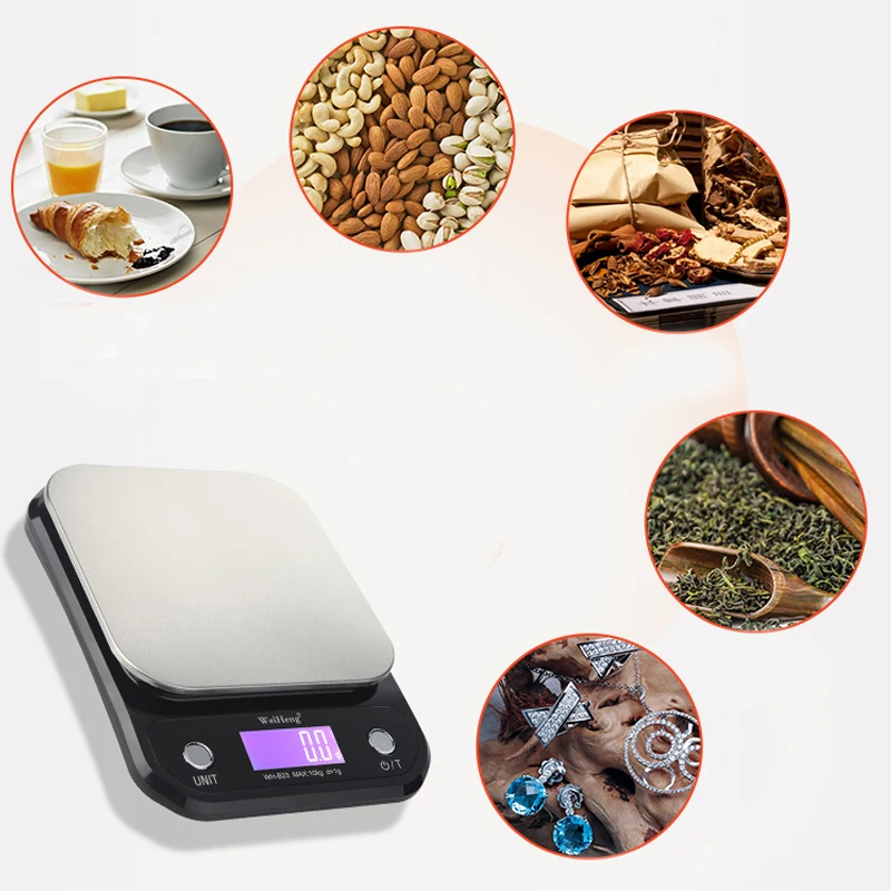 Urijk 10 кг/1 г 3/5 кг/0,1 г lcd Цифровая кухонная шкала из нержавеющей стали портативные пищевые высокоточные весы весят электронные весы