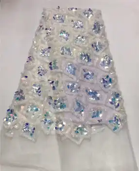 

Factory Offers hot sales Fabric 3D Applique High Quality African tulle Lace with Sequince Fabric For Wedding Dresses
