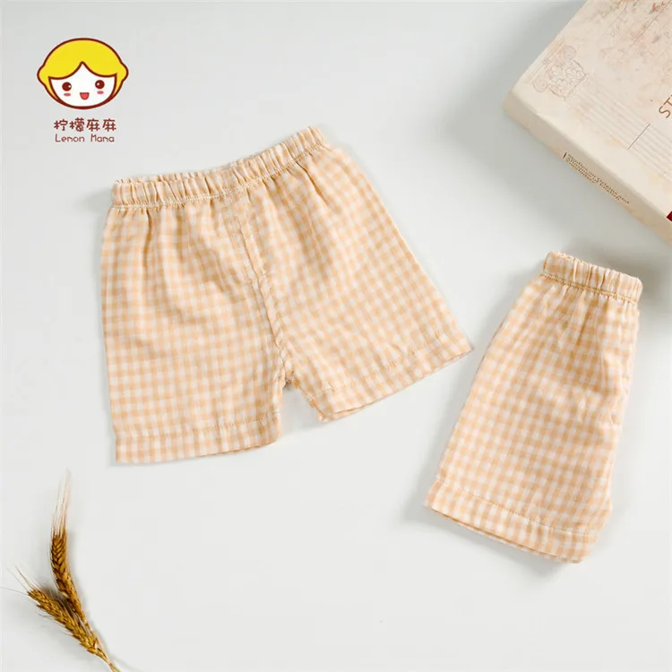 Новые стильные детские пляжные повседневные штаны из хлопка с лимонами и пеньками, газовые закрытые шорты