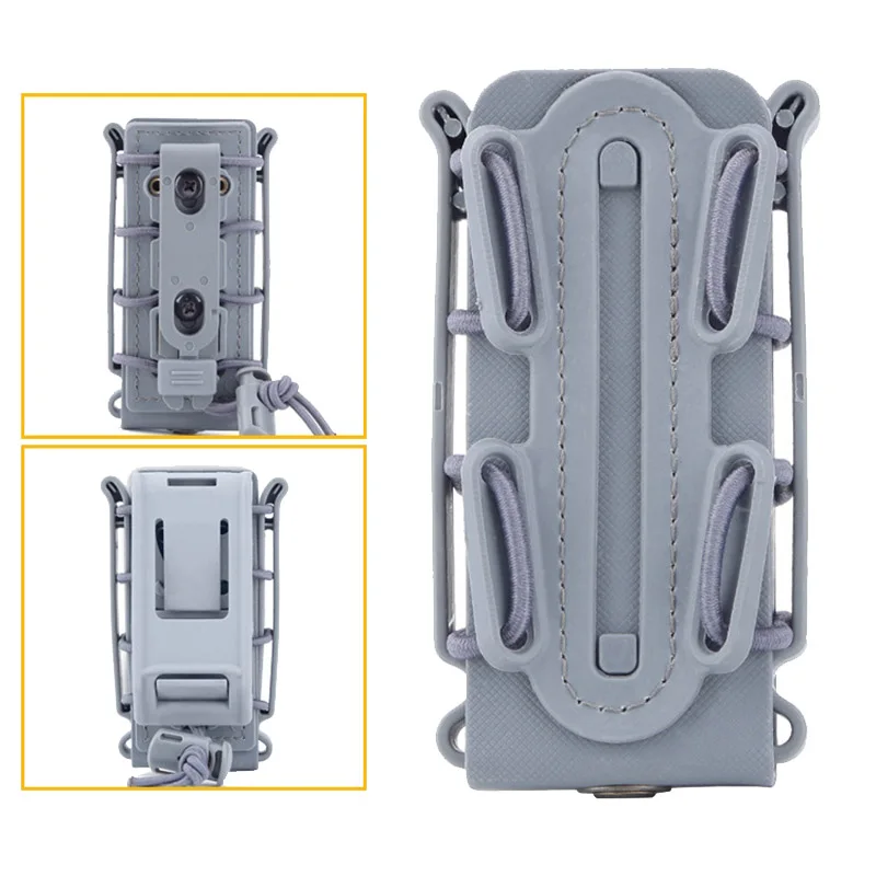 Военная Экипировка тактическая винтовка пистолет мягкая оболочка маг Чехол Открытый верх Пистолет Чехол для 9 мм Molle патрон Держатель журнал сумка кобура - Цвет: Grey