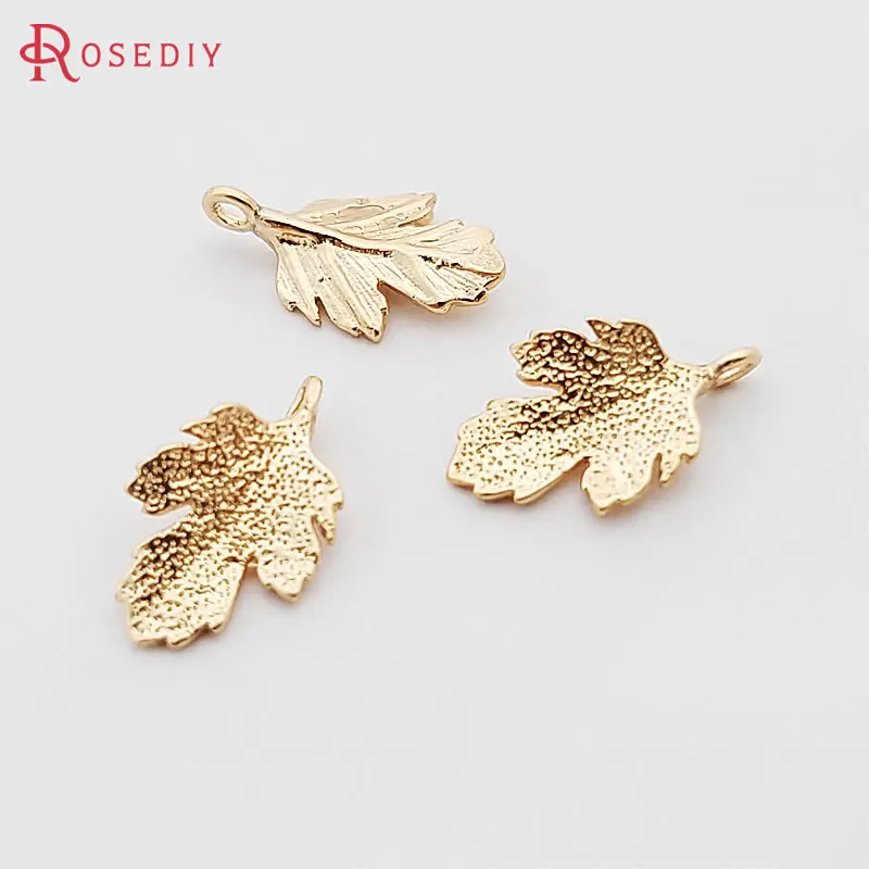 10 шт. латунные подвески в виде листиков дерева цвет шампанского|charm pendant|leaf charm