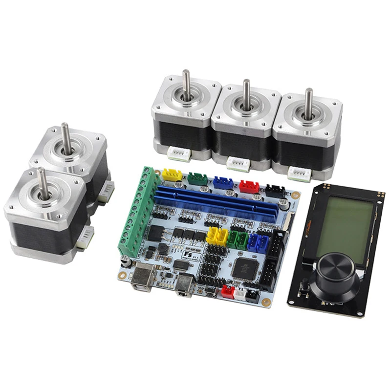 3D-принтер материнская плата F5V1.1+ Mini 12864 lcd+ 42 Шаговый двигатель x5 комплект Ramps1.4
