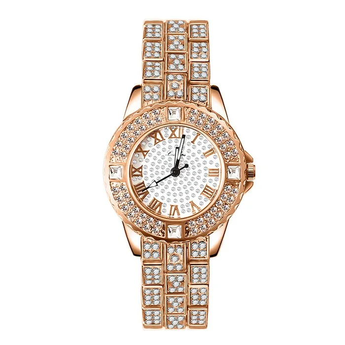 Montre femme, новинка, женские часы, стразы, женский браслет, наручные часы, женские модные часы, женские аналоговые кварцевые часы из сплава, BM207 - Цвет: rose gold