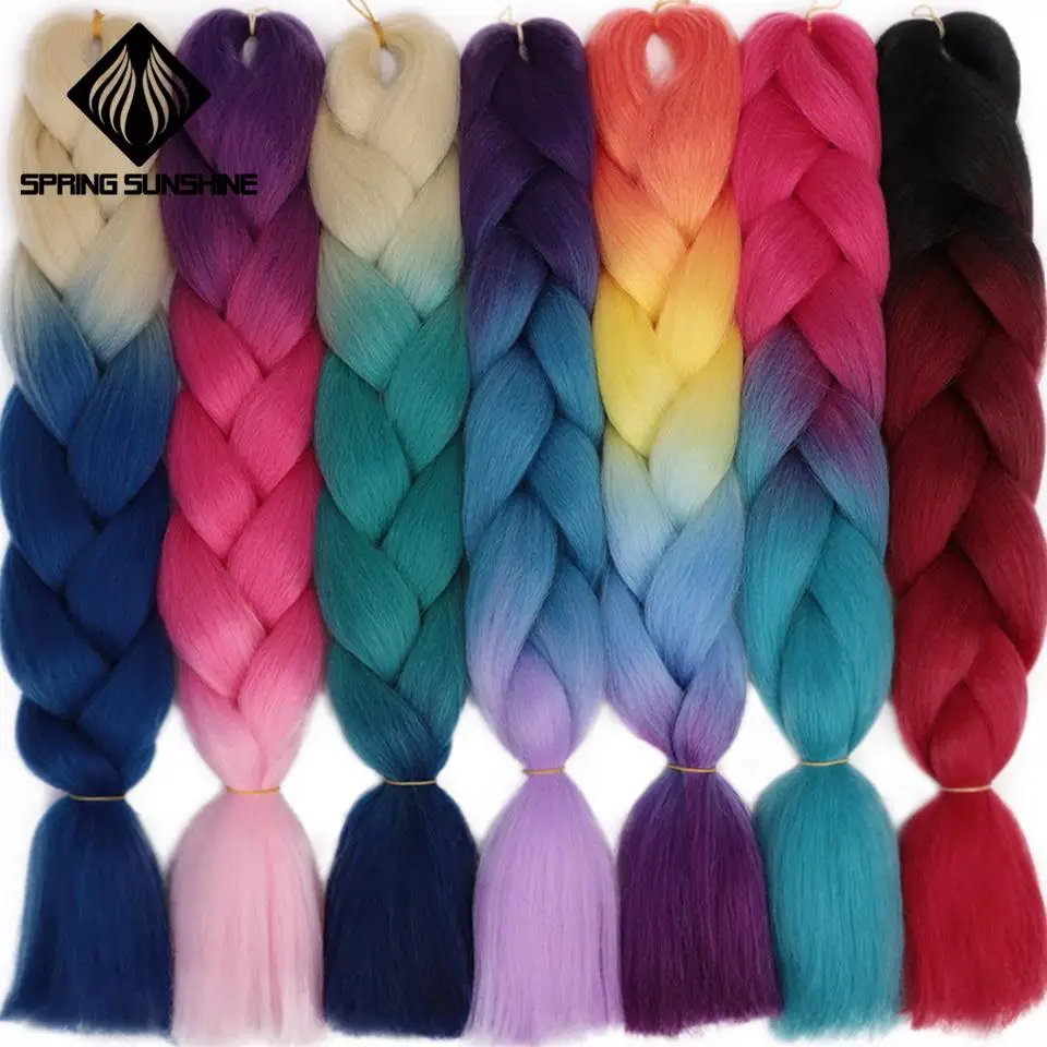 

Spring sunshine 24'' 1 5PCS Ombre Jumbo Synthetic Braiding Hair Crochet Hair Extensions Jumbo Braids Hair 1PC