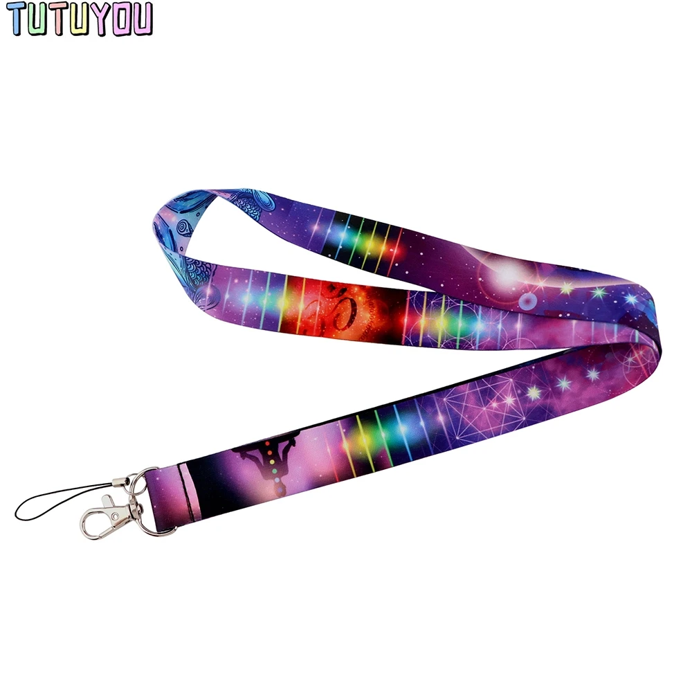 

PC3194 Fashion Starry Sky Yoga Painting Art Key Chain Lanyard Neck Strap For Phone Keys ID Card Creative Lanyards
