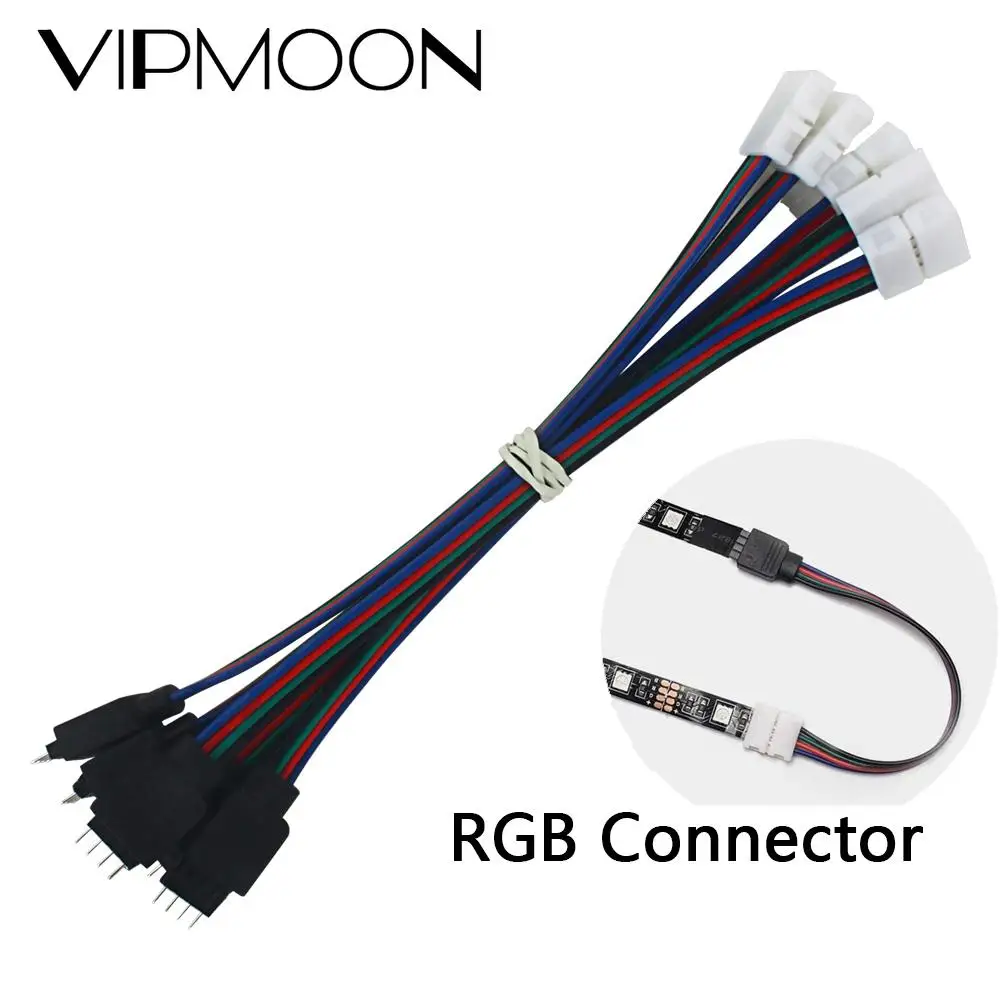Tira de luces LED RGB, Cable de extensión de 15cm, 4 pines, 5050, 3528, extensión de la tira led, Clip de Cables, venta al por mayor y envío directo, 5 uds.