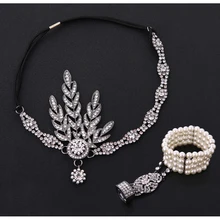 1920s большой Гэтсби головной убор Хлопушка аксессуары для рук Свадебные украшения элегантный винтажный цельный браслет кольцо