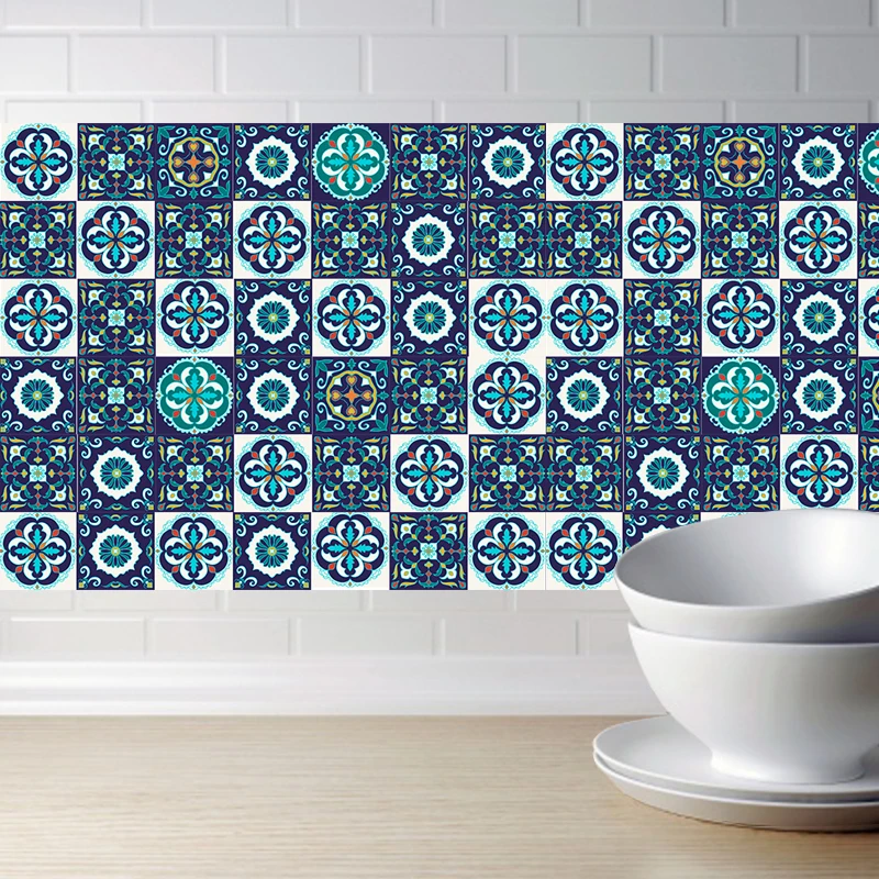 Самоклеящаяся плитка с марокканским узором наклейки на стену маслостойкая водонепроницаемая для дома гостиной спальни кухни ванной комнаты 20x100 см