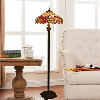 

European American Tiffany stained glass living room dining room bedroom floor lamp bar club rose glass lamp