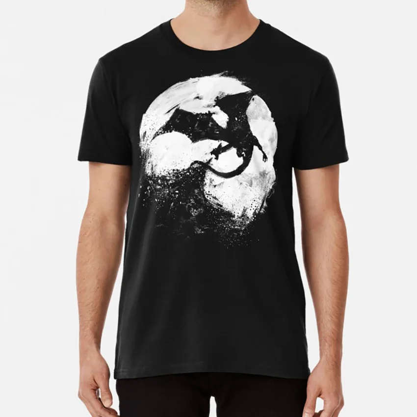 

Midnight Desolation T Shirt Splatter Moon Dragon Fire Book Cartoon Nerd Geek