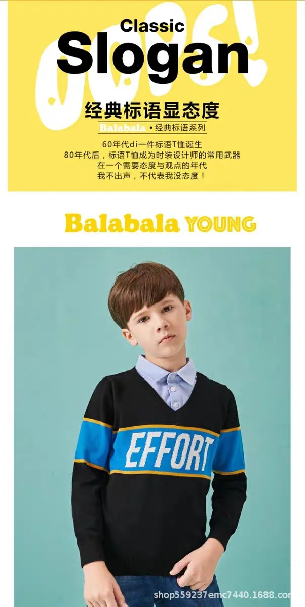 Balabala/Прямая поставка товаров; Детский свитер; осенняя одежда; большие размеры