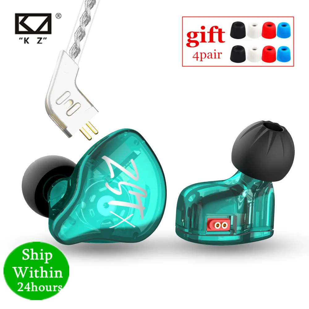 KZ ZST X 1BA + 1DD Гибридный блок в ухо наушники HIFI бас спортивные DJ с посеребренным
