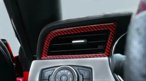 48 pcs Red Carbon Fiber Dashboard Center Console Inner Trim For Ford Mustang-19