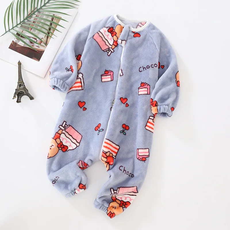Baby Pajamas For Boys Girls Thick Warm Pajama Autumn Children Flannel Onesies Jumpsuits Winter Kids Cartoon Blanket Sleepwear kids pajamas