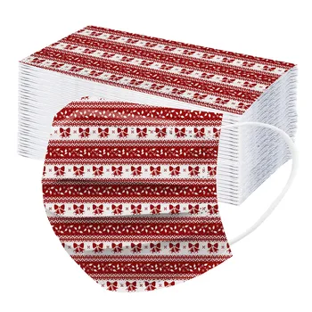 

40/50/100pcs Adult Disposable Christmas Cartoon Mask Pattern Anti-fog Mouth Mask 3 Layer Spunlace Anti-pollen Dust Mask Masques