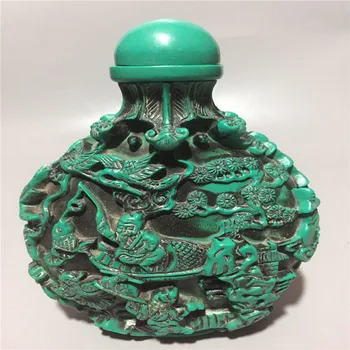 

China old Beijing old goods turquoise carving big snuff bottle