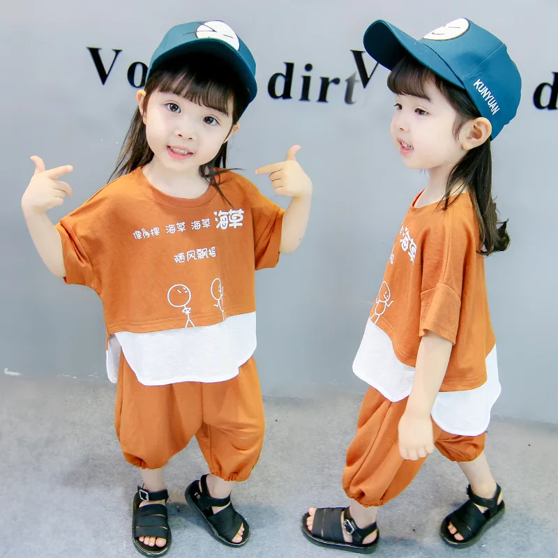 

Medium-small Boys And Girls Child Summer Short Sleeve Shorts Two-Piece 2019 Summer Baby Summer Little Monk Set