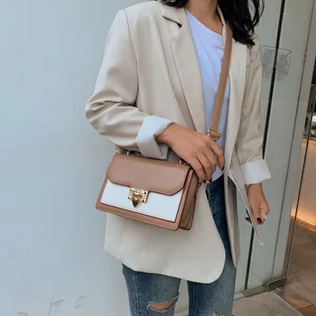 

2020 New Style Korean-style Women's Contrast Color Shoulder Bag Fashion Shoulder Bag Hand Square Sling Bag