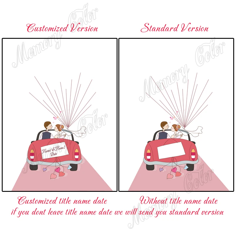Personalized Couple Name Date Romantic Wedding Car Fingerprint DIY Painting Wedding Party Souvenirs Gift Ink Pad Included