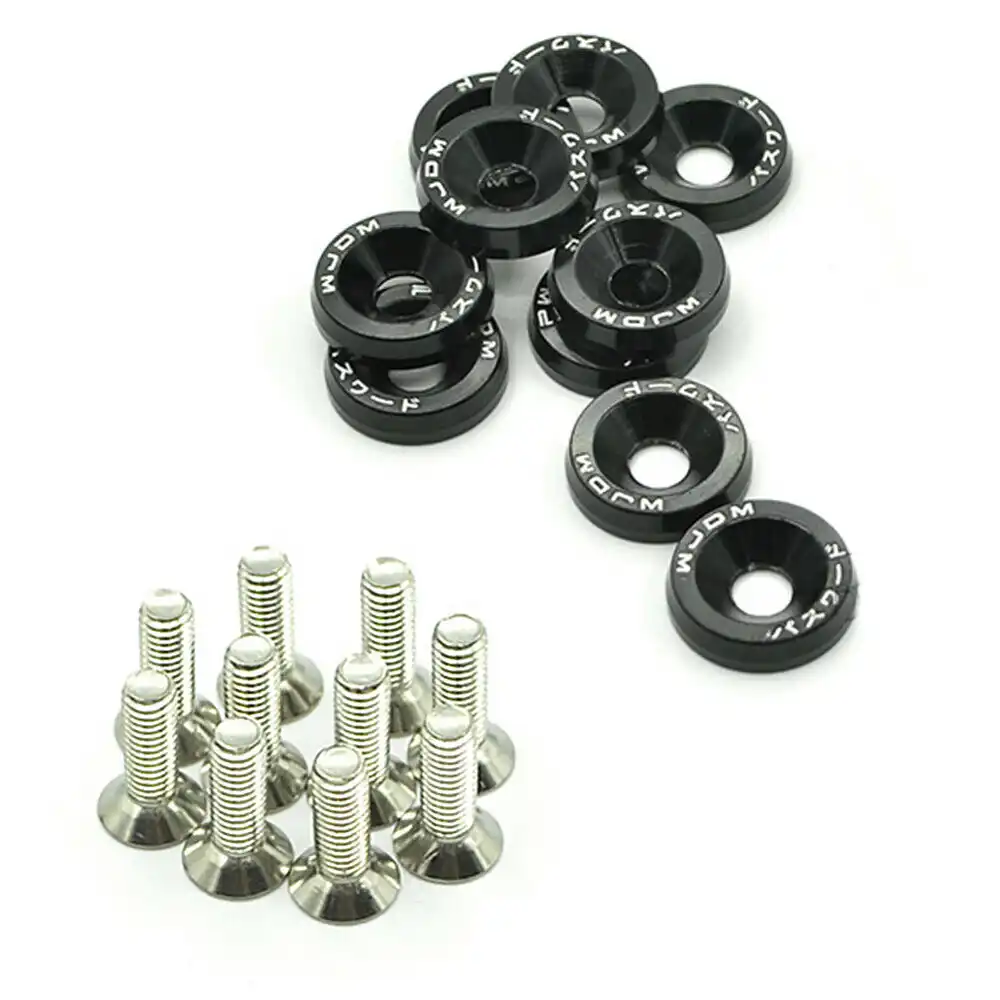 X AUTOHAUX 8uds Coche M6 Aluminio Aleaci/ón Defensa Parachoque Arandela Perno Kit Tono Plata