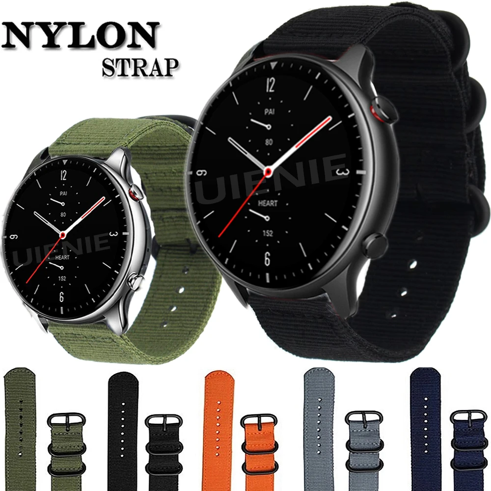 

Нейлоновый холщовый ремешок для наручных часов Xiaomi Huami Amazfit GTR 2 2e 47 мм gtr2 ремешок спортивный браслет для Stratos 3 2 темп группа