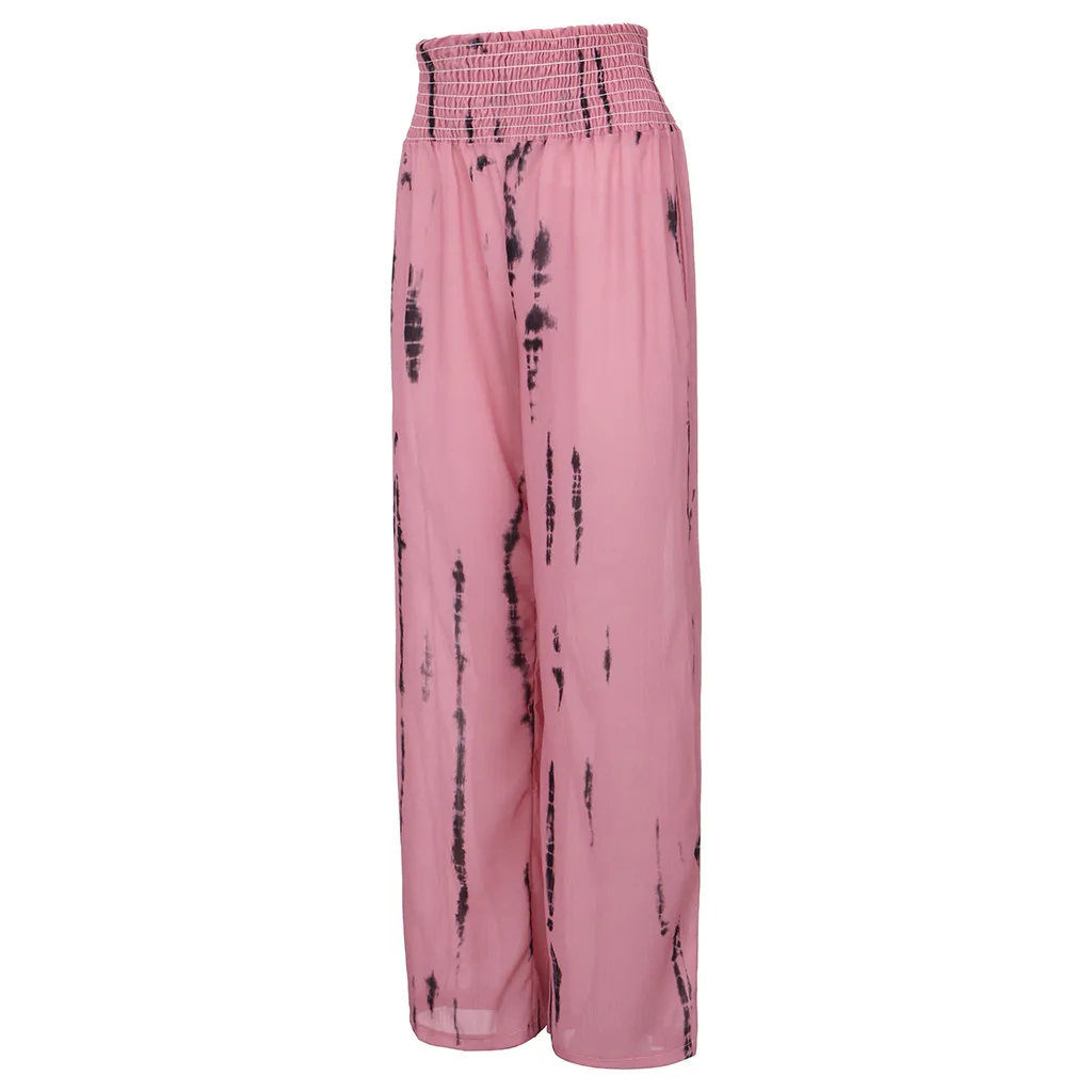 Womail, женские штаны, модные женские штаны с высокой талией, с принтом Tie-dye, свободные, повседневные, пляжные, широкие, длинные штаны, женские штаны, S-2XL