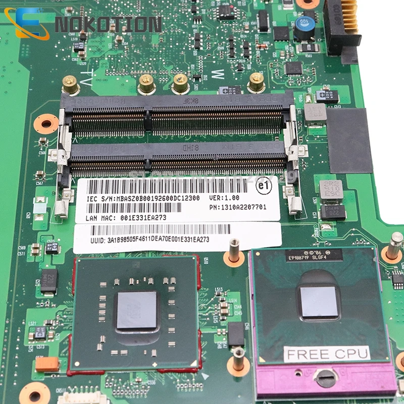 NOKOTION 6050A2207701-MB-A02 MBASZ0B001 материнская плата для ноутбука для acer aspire 8930 8930G PM45 DDR3 Бесплатный процессор с графическим слотом