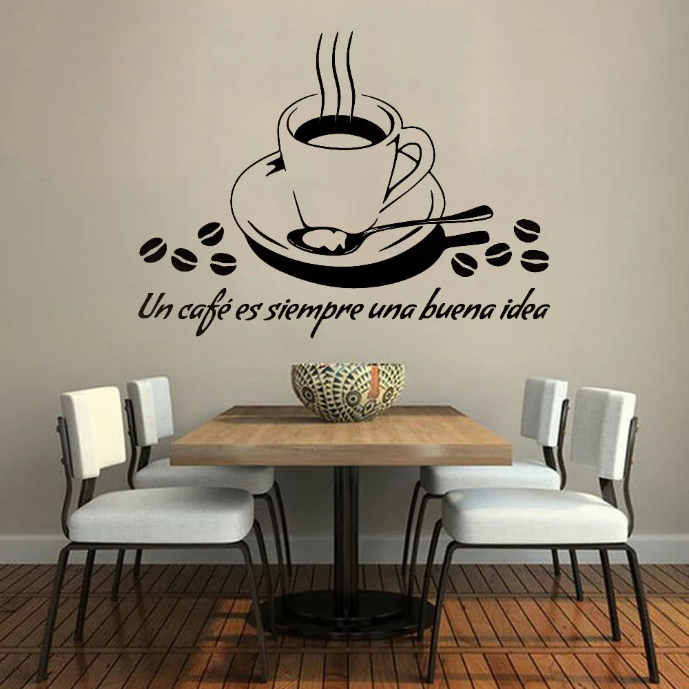 Spanish Quotes Wall Decals Coffee Store Home Decor Removable Vinyl Shop Window Stickers For Cafe Door Art Adornment Y421 | Дом и сад