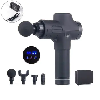 

The new deep massage vibration 3 gear 4 head fascia gun ABS Black touch-screen Plus or minus 20 stops Muscle massage