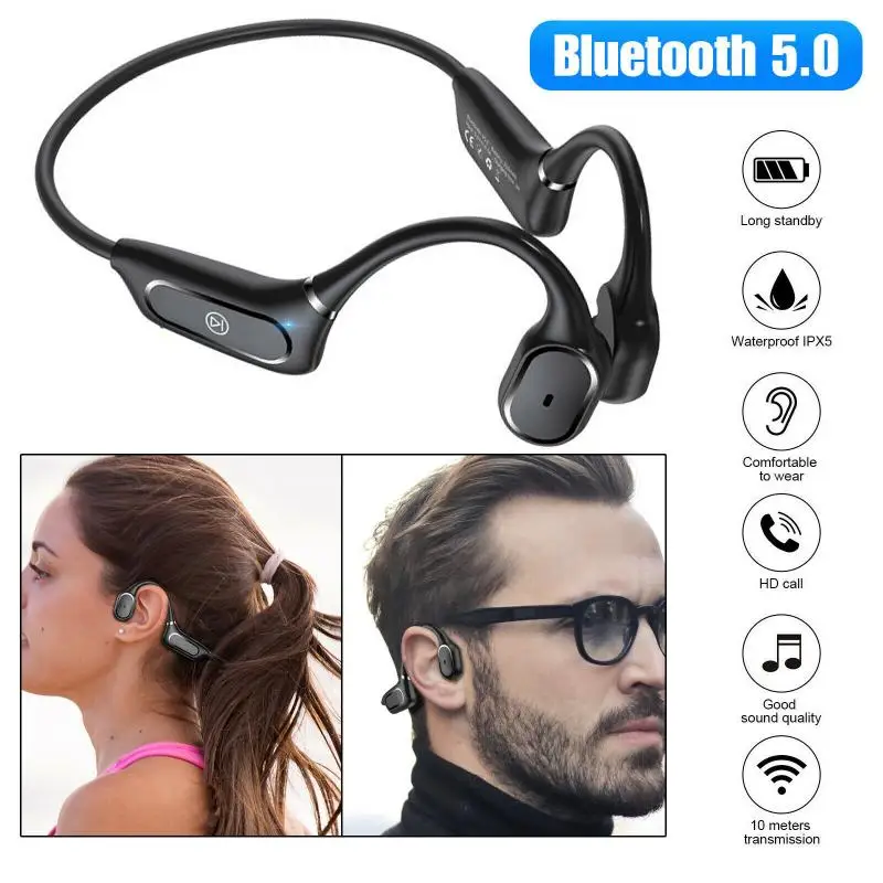 Wireless Bone Conduction Headset Open Ear Outdoor Sports Earphones No