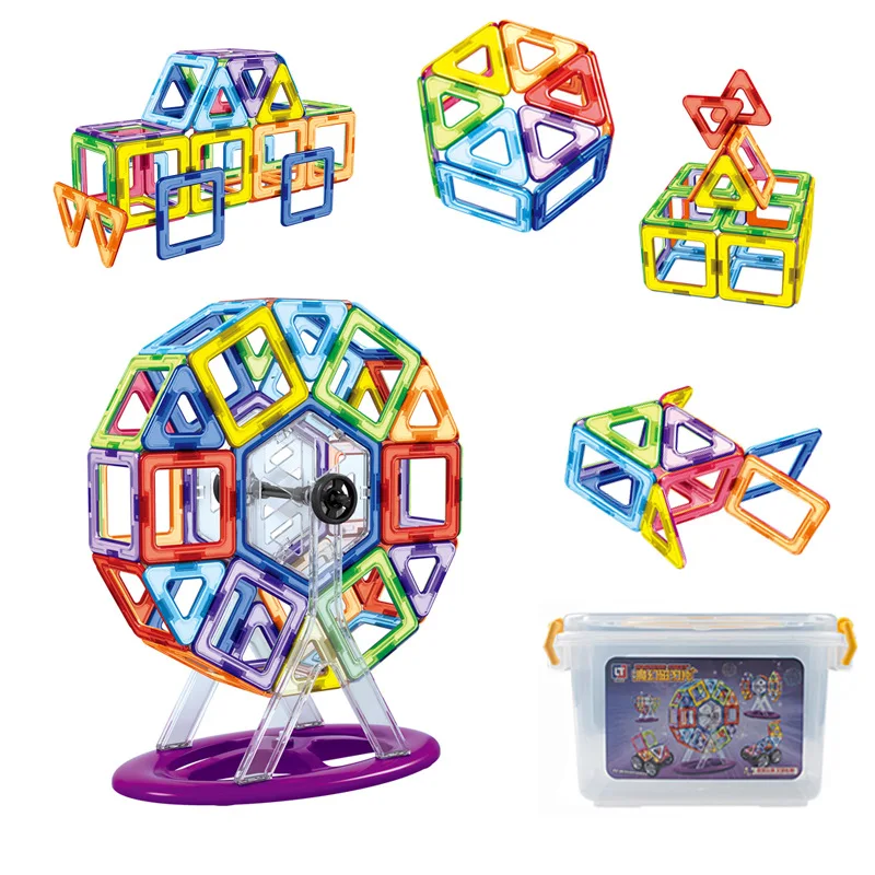 

Magnetic Sheet 62 PCs Ferris Wheel Set Educational Magnetic Building Blocks Pulling Construction Early Education Assembled DIY T