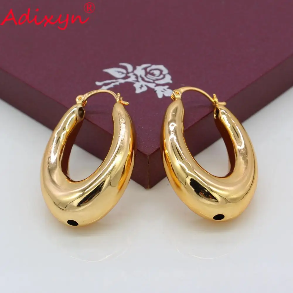 Adixyn Dubai Light Hoop Earrings Rose Gold Color Earrings for Women Spiral India Bridal Wedding/Party Gifts N08083