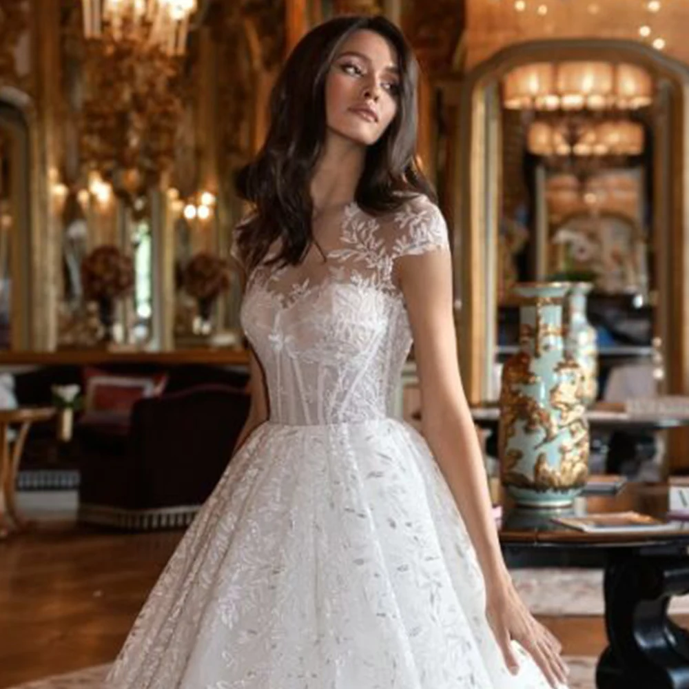 Hochzeitskleid/Свадебные платья с рукавом-крылышком из тюля цвета слоновой кости, роскошное платье с аппликацией в винтажном стиле, свадебное платье