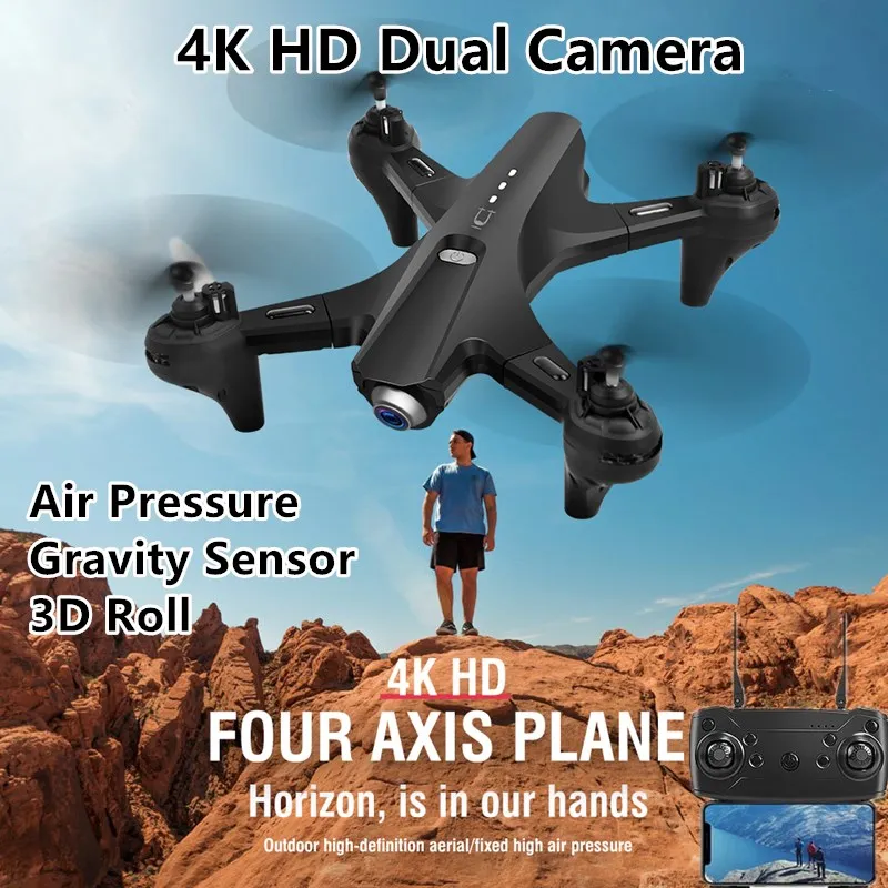Складной 4k HD Dual-Камера дрона с дистанционным управлением 2 4G 20 минут Wi-Fi FPV 6-Axis Gyro