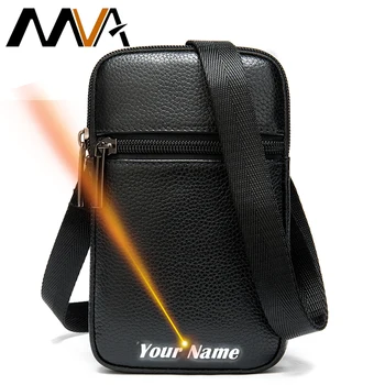 

MVA Free Engrave Waist Bag Fashion Fanny Pack Small Belt Bag Mens Bum Bags Genuine Leather Men Bags Shoulder Crossbody 8891