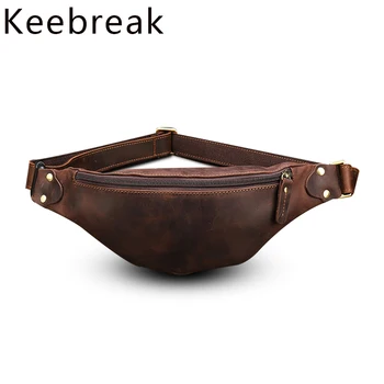 

Crazy Horse Genuine Leather Waist Bags Men Shoulder Bag Bum Male Belt Bag Vintage Small Thin Slim Phone Fanny Pack Messenger Bag