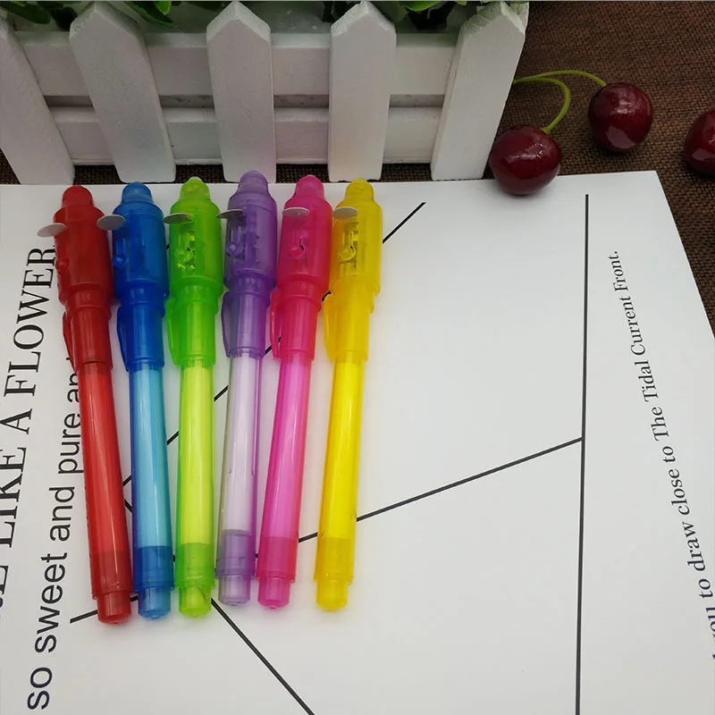 

Luminous magic Light Pen 2 In 1 UV Combo Purple Light Creative Stationery School Office Drawing Invisible Ink Pen Money Detector