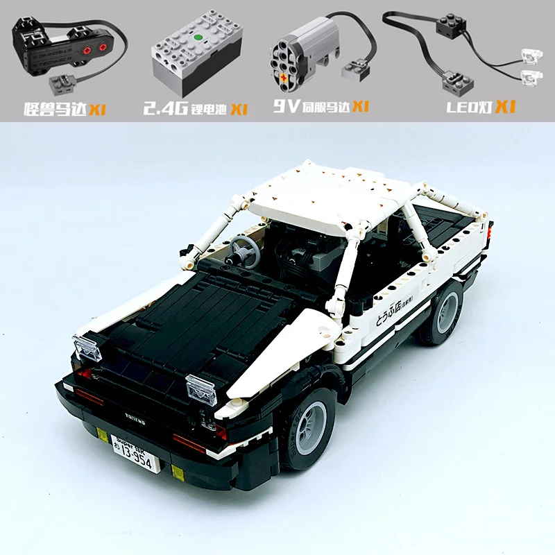 Новинка, 862 шт, AE-86, супер машинка, совместимая, Technic, Moc, серия, модели, строительные блоки, кирпичи, игрушки, рождественские подарки для детей - Цвет: K91 WITH MOTOR