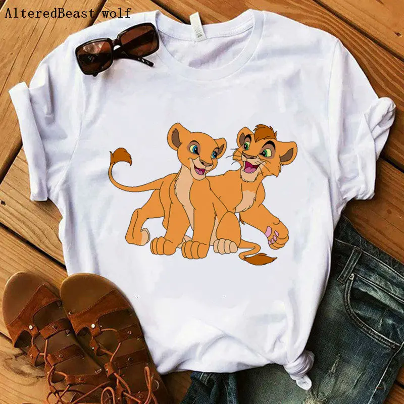Лев Король simba Забавный мультфильм женская футболка хакуна матата принт Повседневная футболка женская летняя короткий рукав femme О образным вырезом модные свитера