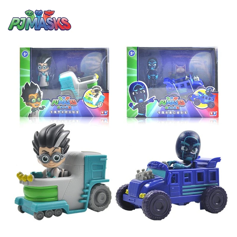 

Original Box PJ Masks Toy Car Set Night Ninja Romeo Catboy Owlette Gekko Superhero Anime Figure Model Toy Vehicle Children Gift