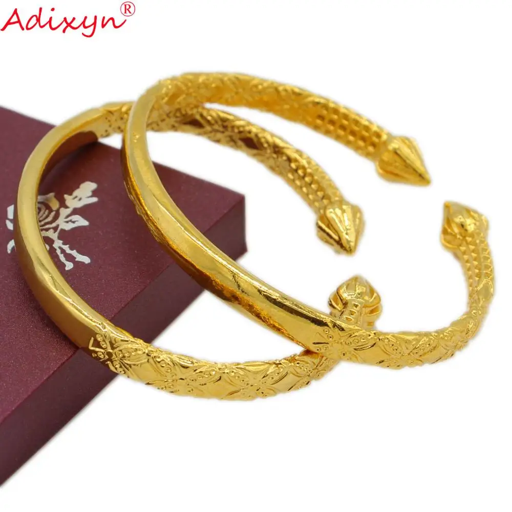2PCS Openable Gold Bangles bangle bracelet for Women/Men Gold Color Bracelet Jewelry Ethiopian/African/Arab Gifts N071015