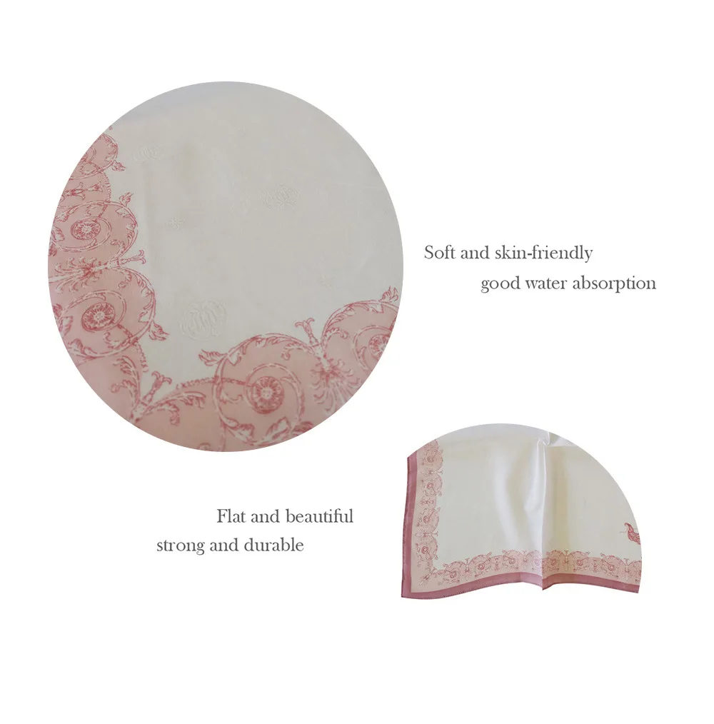 6PCs Cotton Women's Handkerchief Pink Blue Printed Square Scarf Wedding Souvenirs  Cute Style Clothing Accessories  45X 45cm