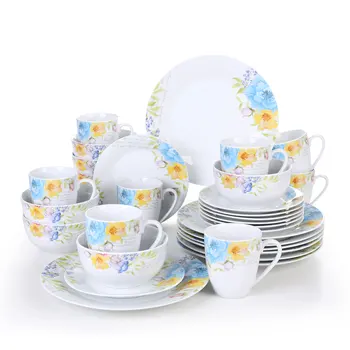 

VEWEET GRACIE 32-Piece Porcelain Ceramic Tableware Dinnerware Set with 4*Dinner Plate,Dessert Plate,Cereal Bowl,380ML Mug Set