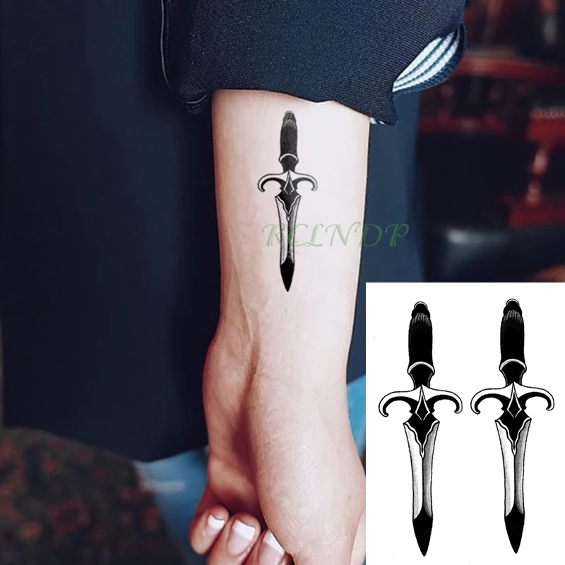 

Waterproof Temporary Fake Tattoo Sticker Dagger Knife Tatto Flash Tatoo Neck Wrist Foot Hand For Girl Women Men kid