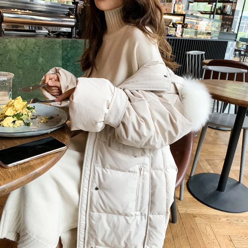 

Trend Comfortable Simple Cool Zipper Solid Color Cotton-padded Clothes Long Sleeve Hooded Mid-length 2018 Winter Fashion