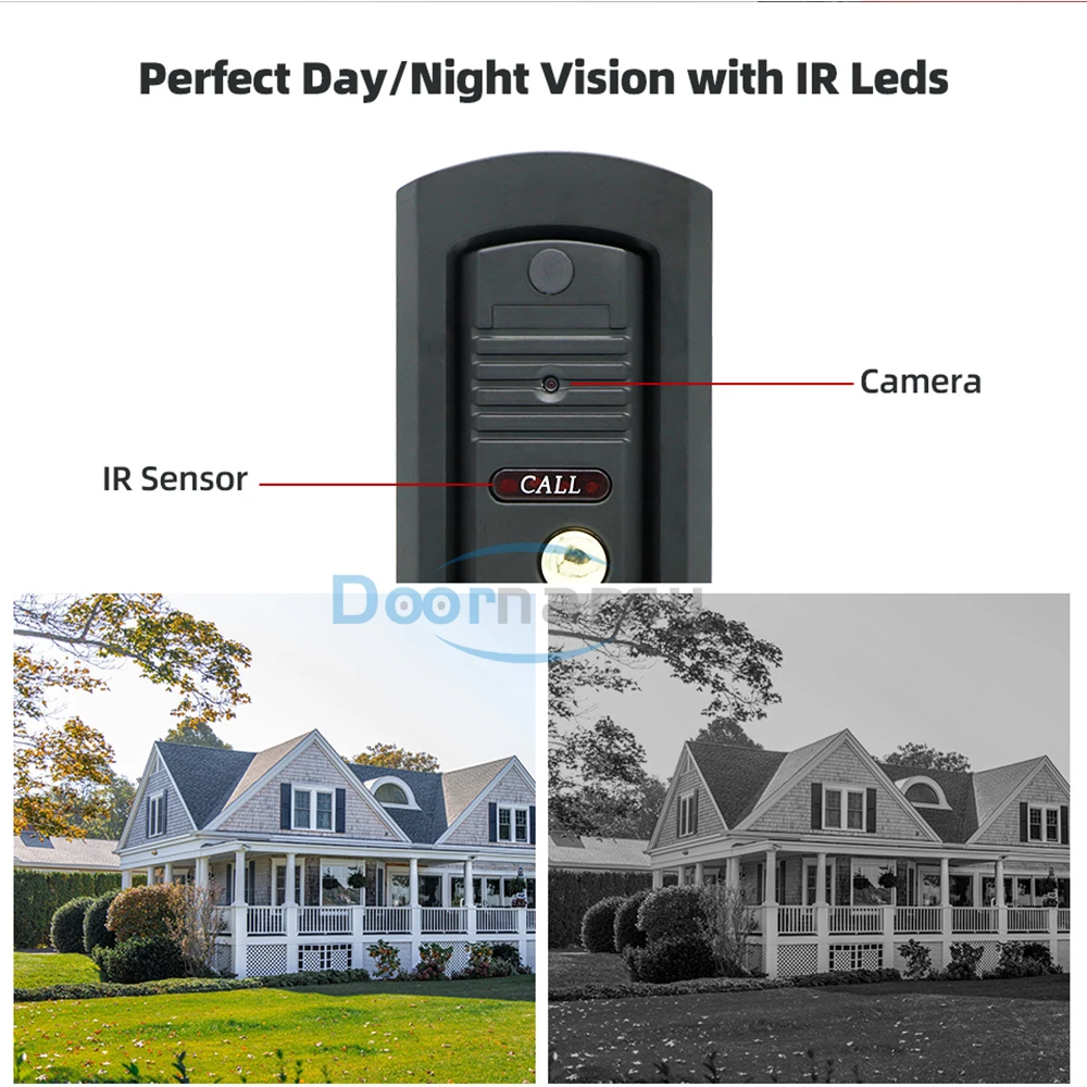 Doornanny 4Wires Video Intercom System CVBS 1200TVL Analog Build-in Power Supply Video Doorphone
