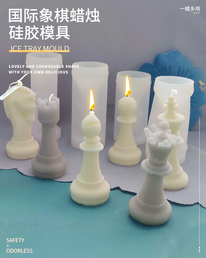 Chess Candle Silicone Mold DIY Chess 6 Piece Set Aromatherapy Candle Creative Ornaments Resin Molds Candle Making Kit