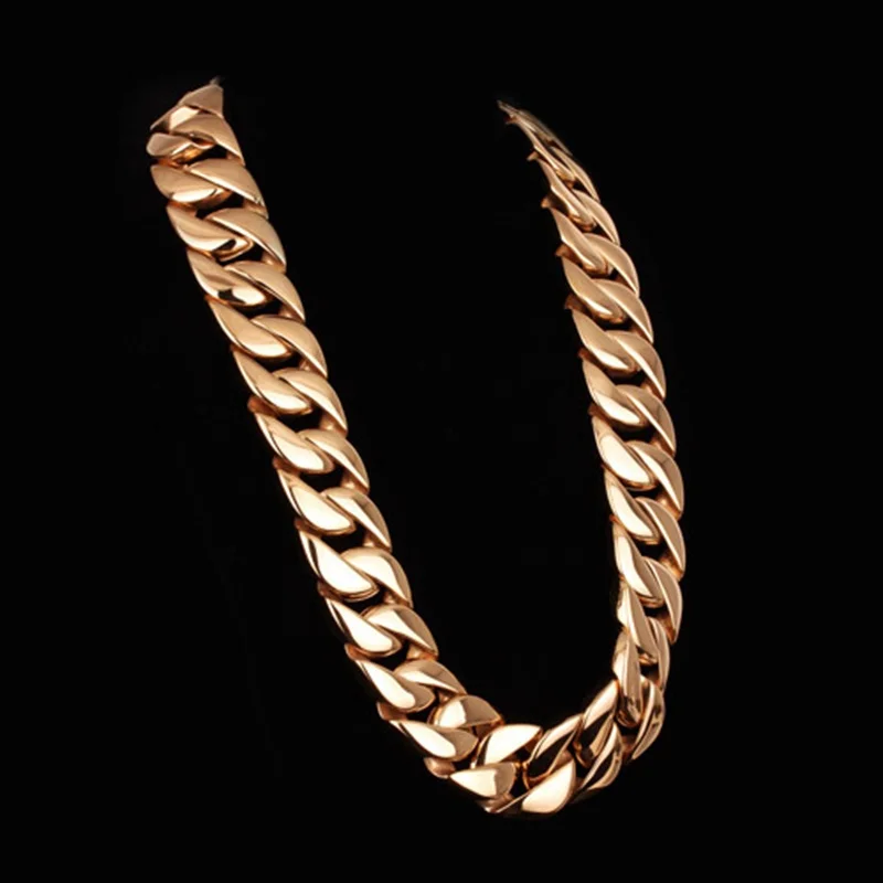 

Punk 316 Stainless Stainless Dubai Gold Cuban Chain Necklace For Men Hyperbole 72cm Long Heavy Chunky Statement Necklace